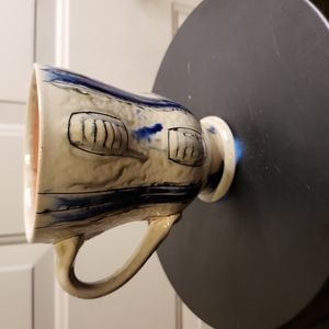 Vintage Studio Pottery Coffee Cup Signed 6"